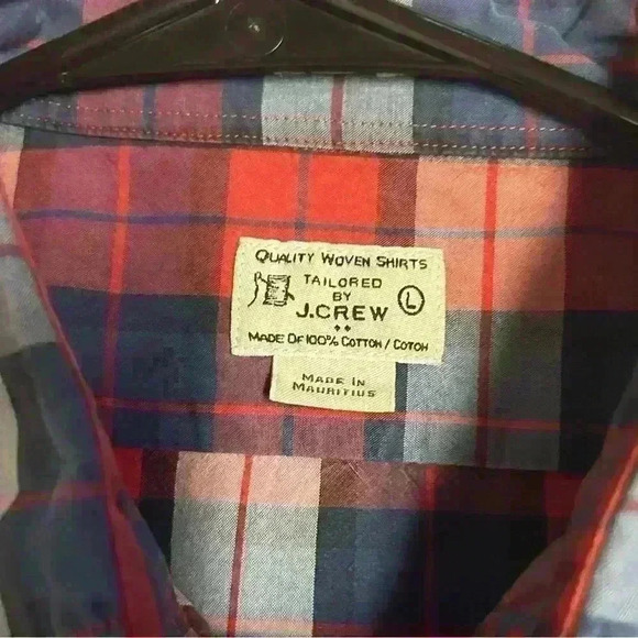 J Crew Quality Woven Shirt Mens Large Slim Fit Plaid Long Sleeve Button Down - Picture 8 of 8
